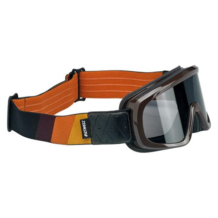 BILTWELL Tri-Stripe Overland Goggle 2.0, Gloss Brown, Gold-Rust-Brown