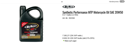 Unyverzální Synthetic Performance MTP Motorcycle Oil SAE 20W50