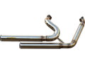 Top Chopp Staggered Floorboard Exhaust System , Raw Hole Heat Shield, Polished Smooth End Cap, Outline 2,5