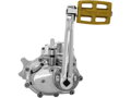 6-into-4 70-Early 84 Complete Transmission with Ear, Standard Shift Pattern Raw Case, Mechanical Kicker Cover, Bearing Doors and Top Covers Aluminium Polished Cable Clutch