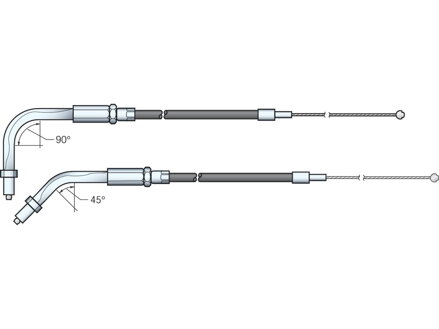 Stainless Throttle Cable 45 ° Stainless Steel 44"