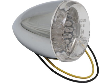 Bullet-Style LED Turn Signal Inner Tread 5/16 UNF, Diameter: 60 mm, Depth: 87 mm Chrome Clear LED