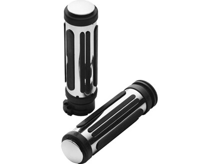 Ribbed Rubber Grips Chrome 1" Throttle Cables