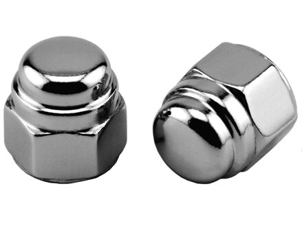 Flat Top Acorn Nut Pack Chrome 1/4"-20 UNC