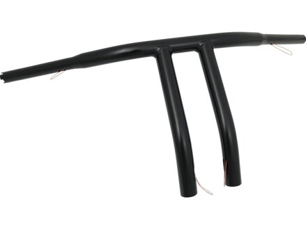 12 T-Bar Handlebar Non-Dimpled 4-Hole Black Powder Coated 1 1/4" Throttle By Wire Throttle Cables