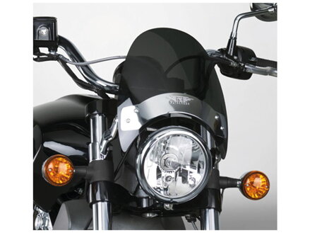 Flyscreen Windshield Kit Height: 8,5", Width: 9,25", Chrome Brackets 44-50mm Dark Smoke