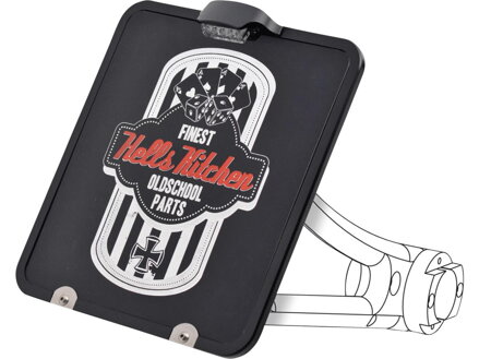 Clamp License Plate Base Plate Germany 200x180mm, Including License Plate Light Black