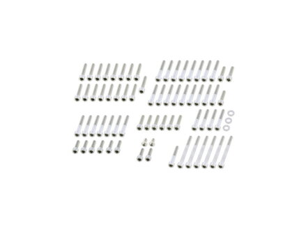 Complete Engine Screw Kit Screws for Indian Scout Primary-, Clutch-, Sprocket-, Thermostat-, Ignition Cover, Engine Cover leftside, Cover Stator Badge Stainless Steel