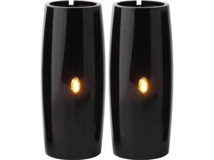 Athene Upper Fork Covers with integrated Turn Signals Black Gloss Powder Coated
