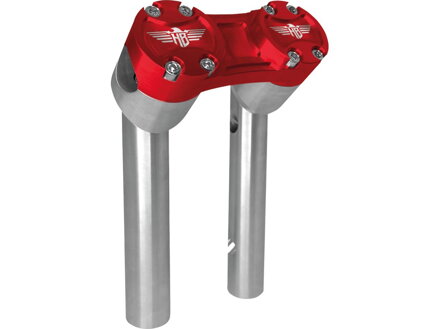 6" Clubstyle Pullback Risers With Red Clamp Silver 1 1/4"