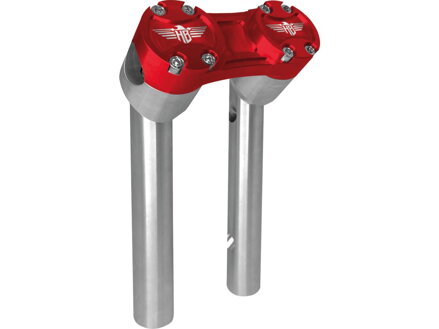 8" Clubstyle Pullback Risers With Red Clamp Silver 1 1/4"