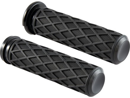 Diamond Grips Black Rubber, Black Endcap 1" Throttle Cables