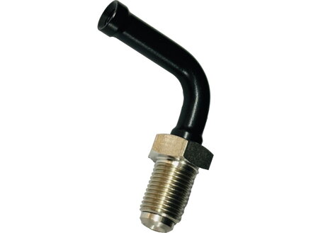 M10 x 1, Vario Line Male Fitting Type 419, 90° Elbow (Black Anodized Aluminium Elbow, Stainless Steel Fastener)