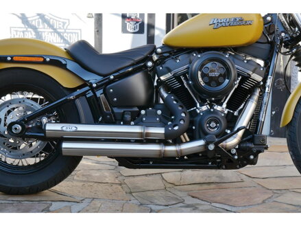 Top Chopp Staggered Exhaust System , Black Hole Heat Shield, Black Smooth End Cap, Outline 70 mm