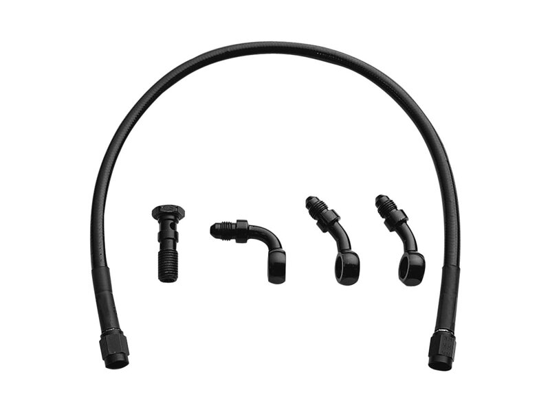Ebony Black Stainless Steel Universal Brake Line Black Vinyl All Black 18"