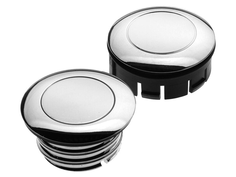 Screw In Pop-Up Gas Cap Set/Single Cap Vented with one 'dummy' cap Chrome
