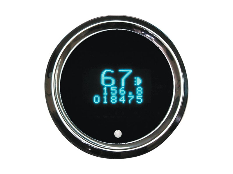 Round Mini Speedo/Tacho Combo Instrument Scale: 255 mph; 255 km/h; Scale Color: black Chrome 52.3875 mm