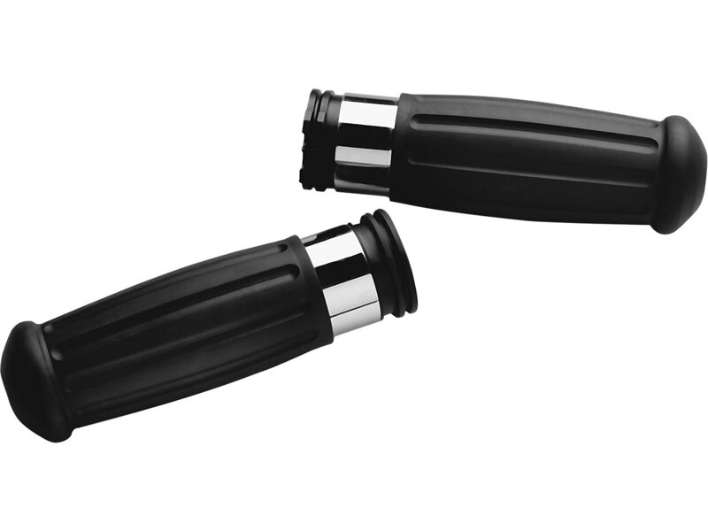 Vintage Grips with Chrome accents Black 1" Throttle By Wire