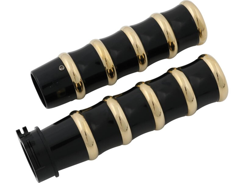 Vintage Grips For use with Kustom Tech Inverted hand controls Black Brass Anodized 1" Throttle Cables