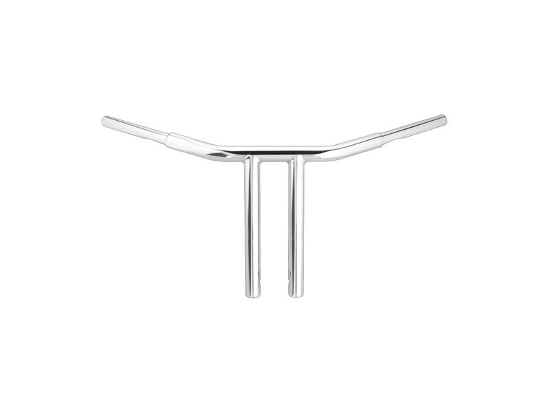12 Chubby Chopper T-Bar Handlebar Non-Dimpled 3-Hole Chrome 1 1/4" Throttle By Wire Throttle Cables