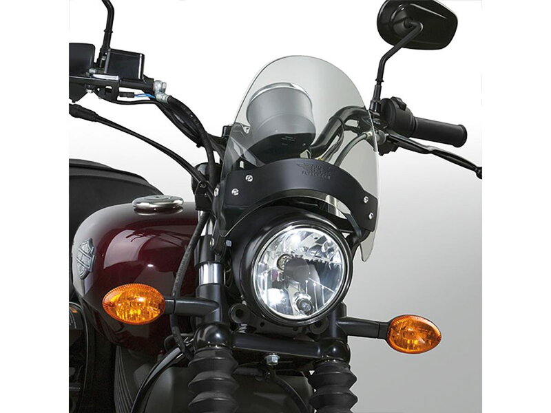 Flyscreen Windshield Kit Height: 8,5", Width: 9,25", Black Brackets Up to 43mm Light Smoke