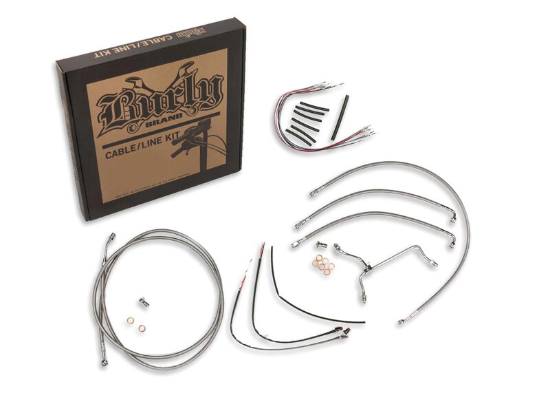 15" Bagger Bar Cable Kit Stainless Steel Clear Coated Non-ABS