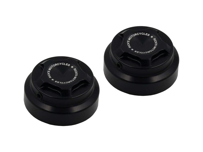 Premium Nut Covers for Nightster With Ricks Logo and fits for Hex Head Screws with Size 15 Black