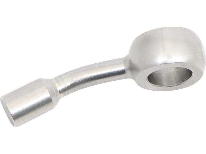 10 mm, Vario Line Banjo Fitting Type 022, 20° Right Side Bend, 20° Down Elbow, ABS Block Stainless Steel