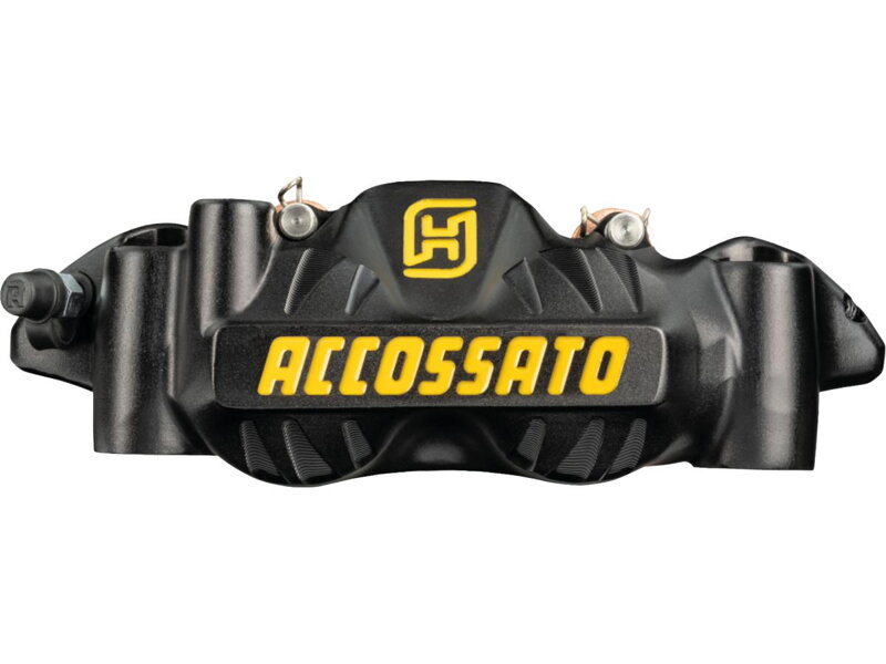 Organic Pads Black Yellow Anodized Forged Aluminium Front Left