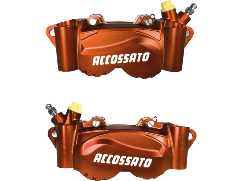 Radial Billet 2-Piece Calipers Carbon Ceramic Pads Orange Anodized Billet Aluminium Front Left Right