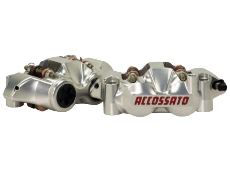Radial Monobloc Brake CNC Calipers with 108 mm Distance Silver Anodized Alloy Aluminium Front Left Right