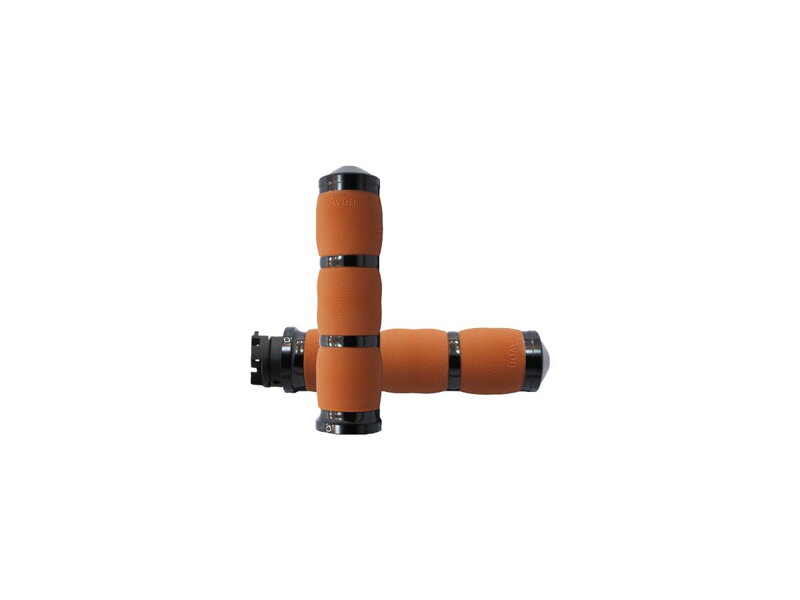 Air Cushion Grips Tan Rubber Black Anodized 7/8" Throttle By Wire